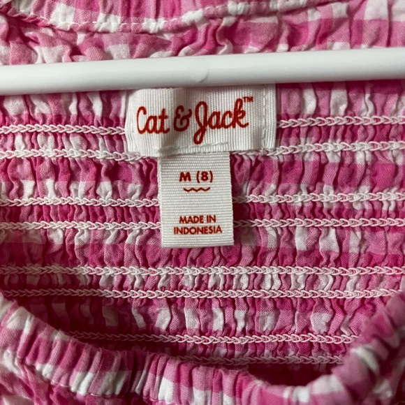 Cat & Jack Pink Blouse with Puff Sleeves and Peplum - Picture 2 of 3